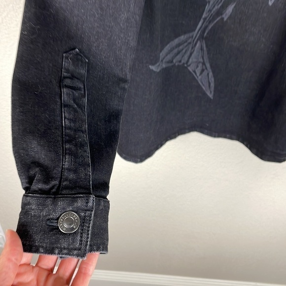 NWT Marcell Von Berlin Black Denim Button Front Jacket Shark Back Streetwear - Picture 4 of 12
